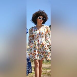 NWT- JESSIE ZHAO NEW YORK Flower Land Cotton Viscose Voile Mini Dress size 10